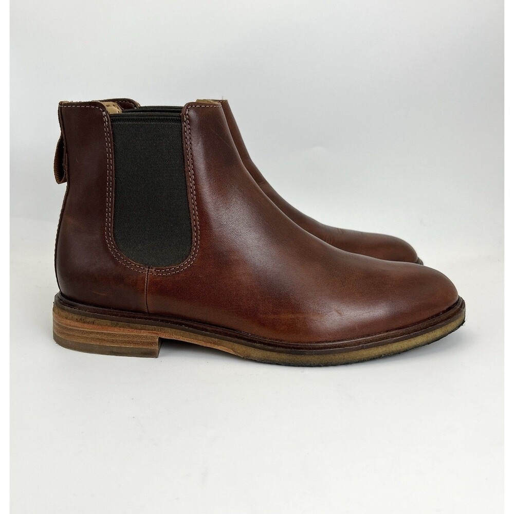 Clarks Clarkdale Gobi Chelsea Boots Mens Size 7 Brown Leather Crepe Sole Comfy